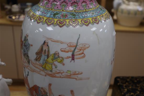 A Chinese famille rose vase, 20th century height 62cm (a.f.)